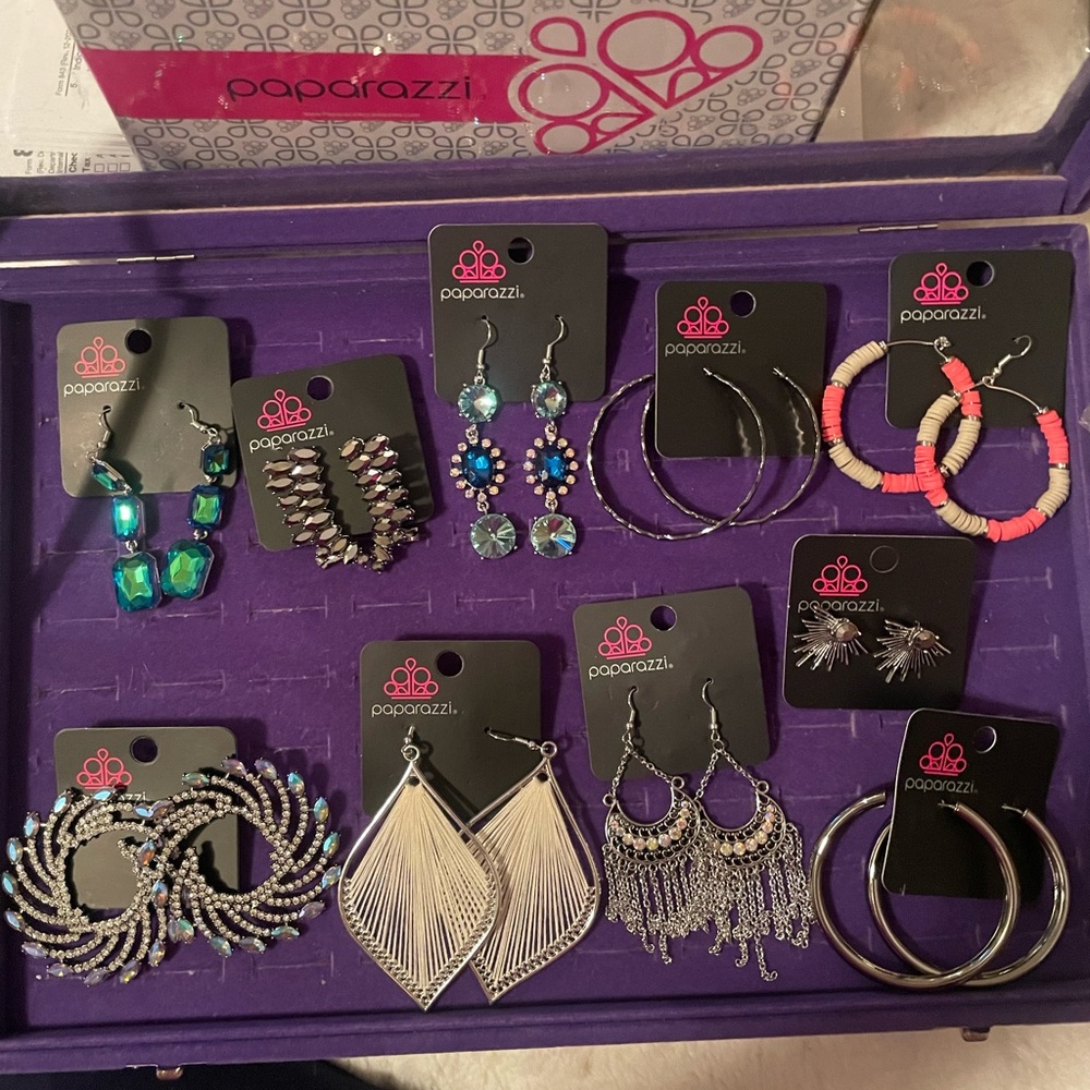 Stunning Set of Silver and Gold Earrings Set of 10